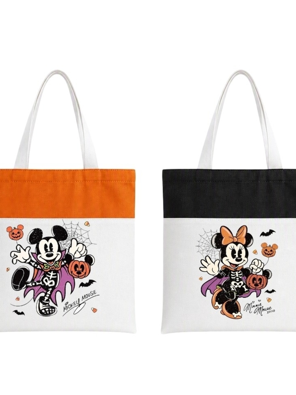 Disney Halloween Mickey Or Minnie Canvas Tote Bag For Trick Or Treat